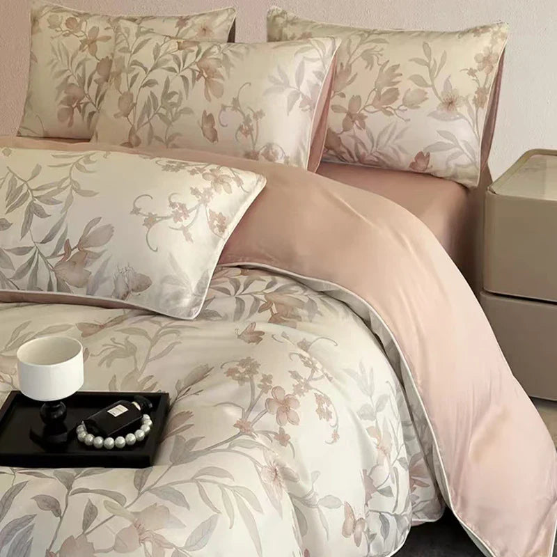 Afralia™ Luxury Faux Silk 3D Printed Cooling Bedding Set for Adults