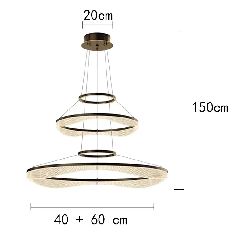 Afralia™ Modern LED Ring Stairs Pendant Chandeliers for Living & Dining Room Lighting