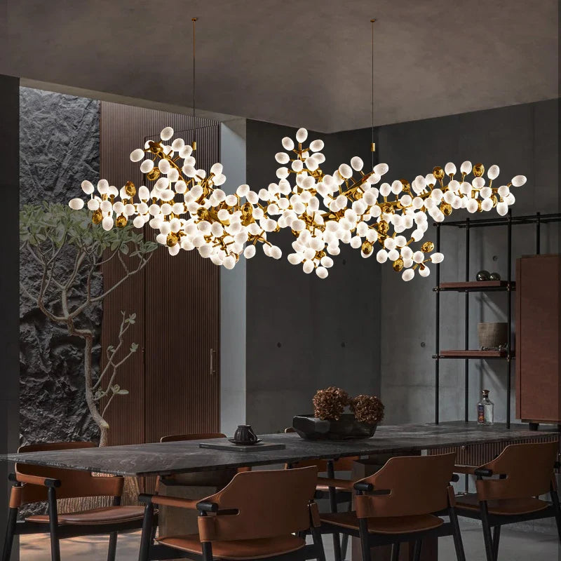 Afralia™ Gold Grape Chandelier Glass Pendant Lights for Living Room & Dining Room