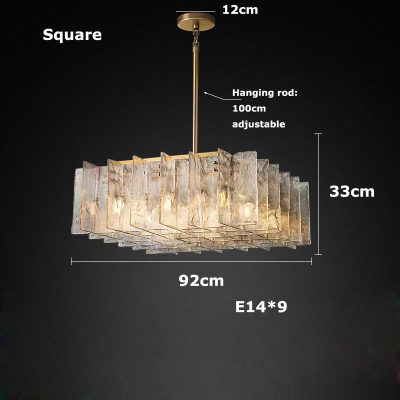 Afralia™ LED Gold Smoky Gray Glass Chandelier - Creative Living Room Ceiling Fixture