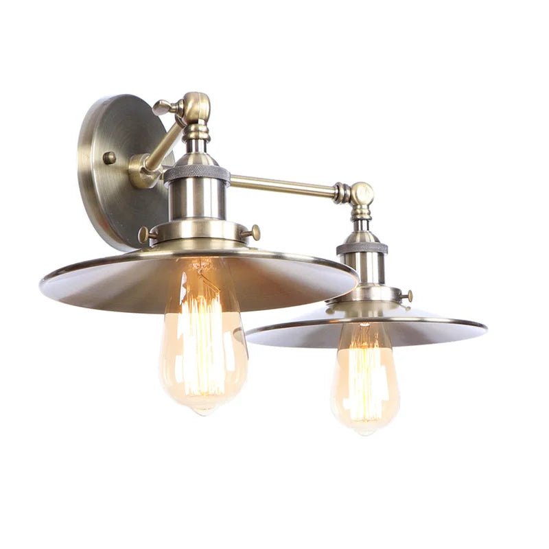 Afralia™ Vintage LED Wall Lamp with Pull Chain Switch, 2 Heads Industrial Sconce