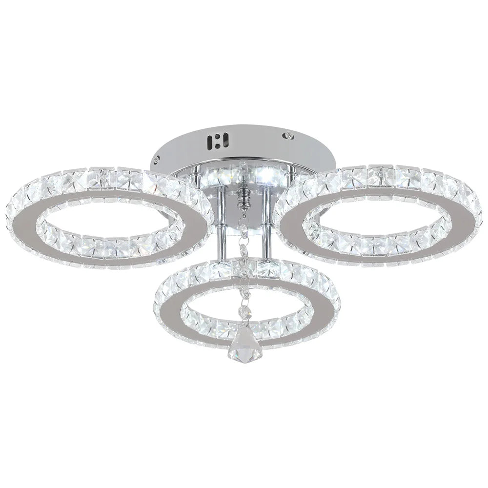 Afralia™ Crystal Flush Mount Chandelier: App Dimmable Rings Shape Ceiling Light