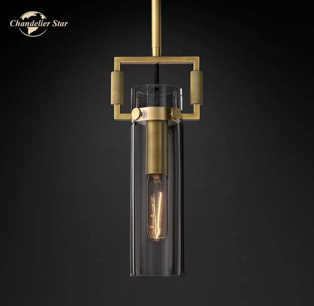 Afralia™ LED Glass Cylinder Pendant Lights - Modern Kitchen Island Chandeliers