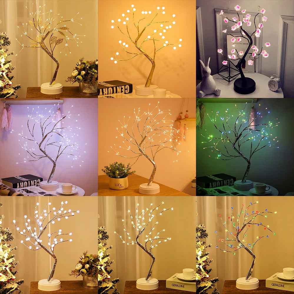 Afralia™ LED Starry Tree Table Lamp with Touch Switch - 36/108 LEDs, Fairy Night Light
