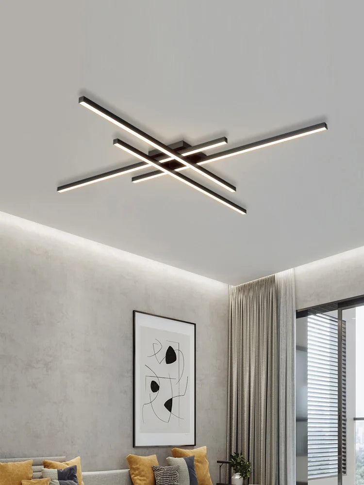 Afralia™ Black Chandelier LED Ceiling Lamp for Master Bedroom Living Room Energy Saving Light