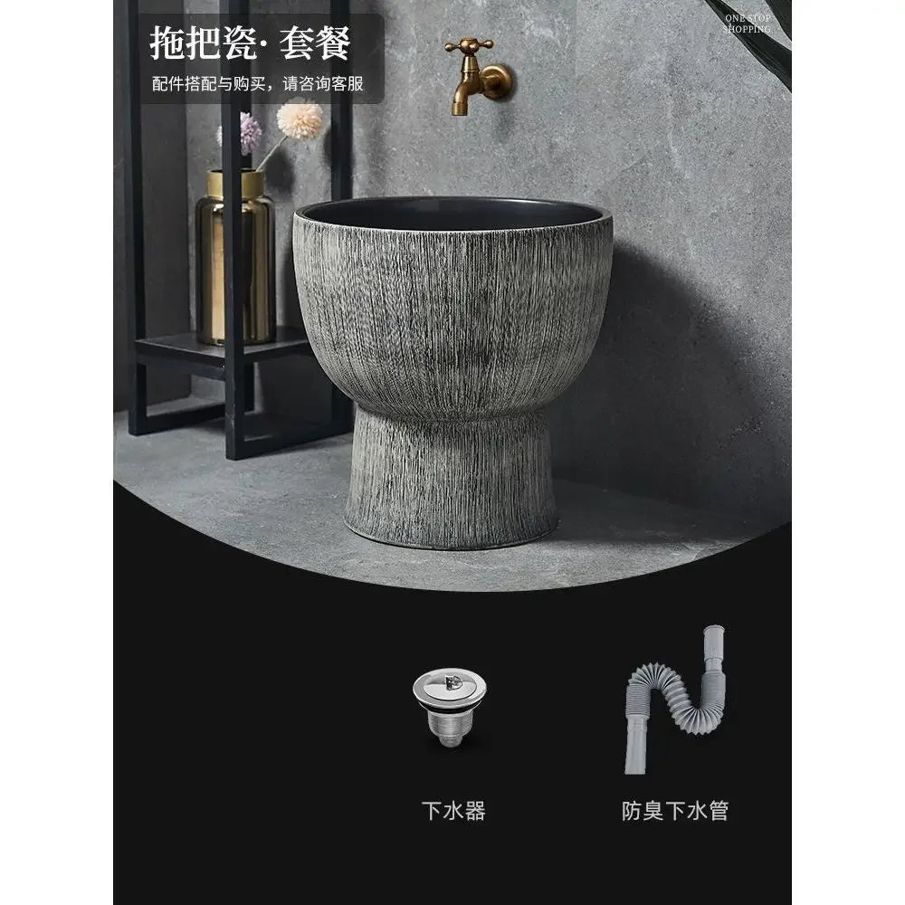 Afralia™ Retro Outdoor Ceramic Basin Column Wash Basin for Bathroom Sinks