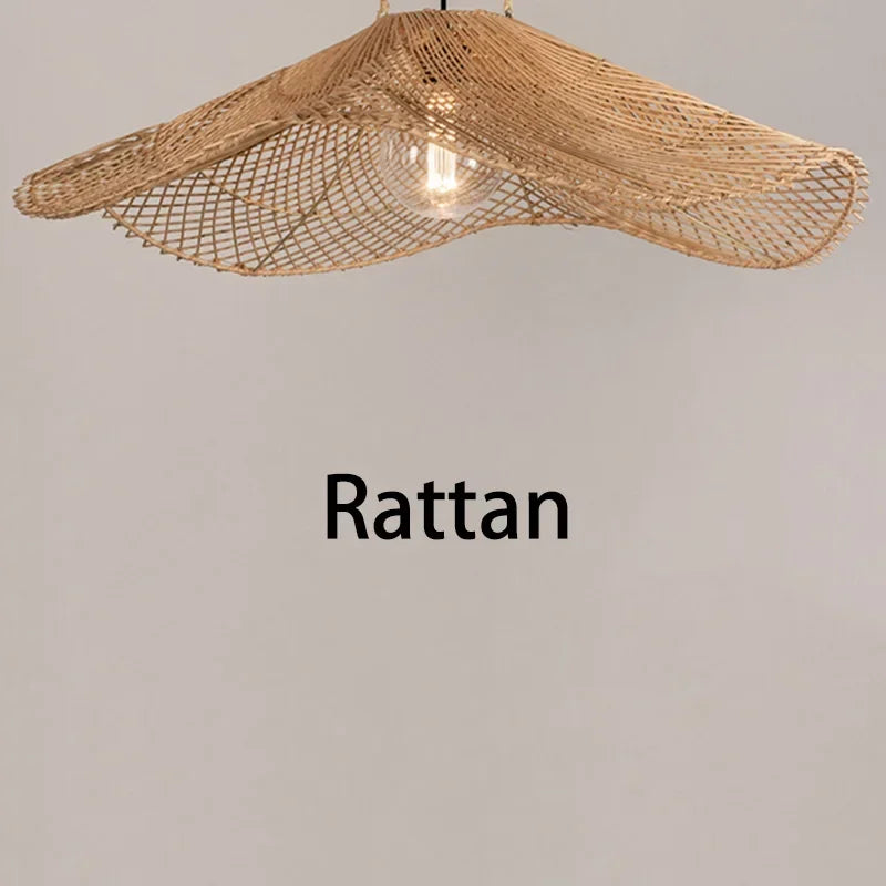 Afralia™ Rattan Straw Hat Chandeliers for Restaurant, Hotel, and Loft Décor