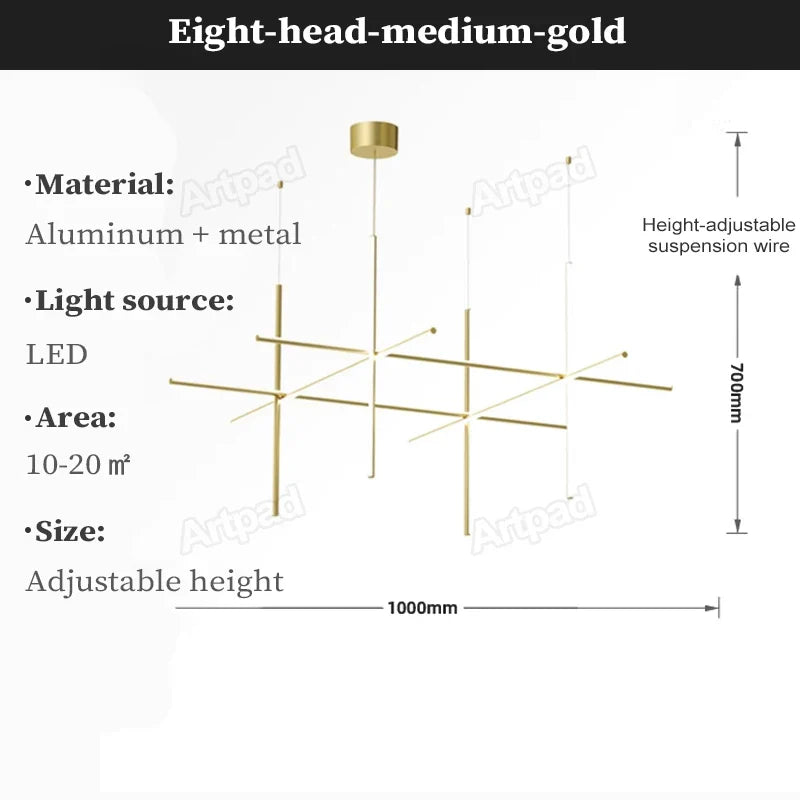 Afralia™ Post-Modern Gold LED Chandelier, Elegant Lighting for Living Room, Kitchen, Bar