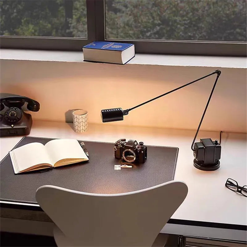 Afralia™ Lumina Adjustable Long Arm Floor Lamp - Industrial Design for Reading and Study Room