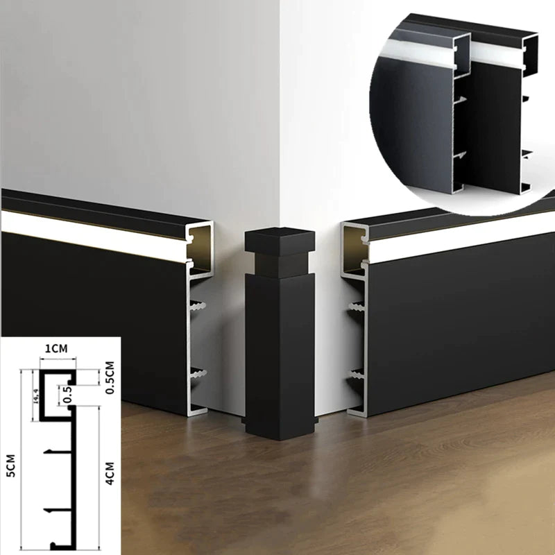 Afralia™ LED Skirting Line Aluminum Profile Baseboard for Backlight Strip Lights