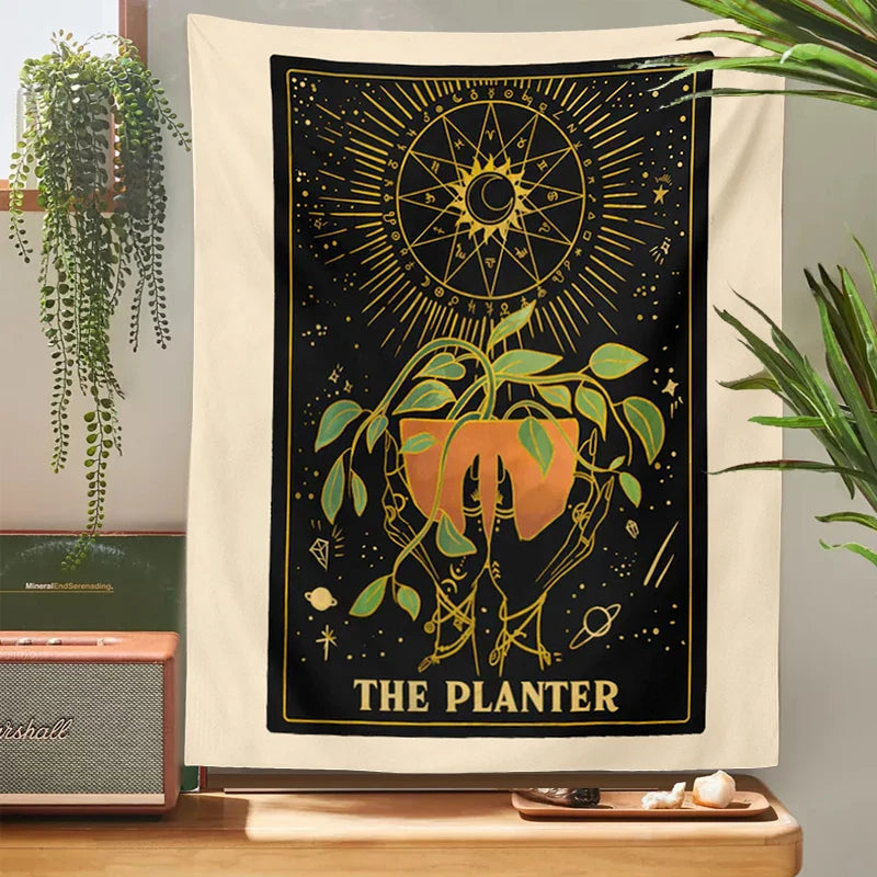 Afralia™ Retro Tarot Tapestry Plant Wall Hanging | Botanical Aesthetic Bohemian Decor