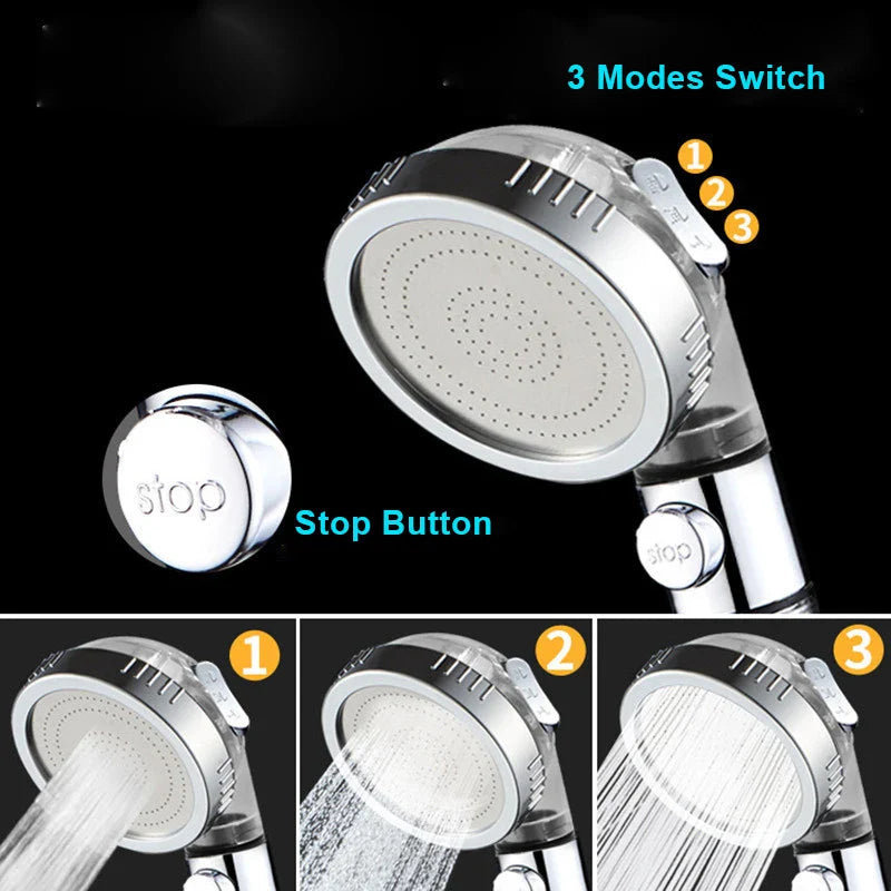 Afralia™ High Pressure Shower Head with 3 Modes and Anion Filter