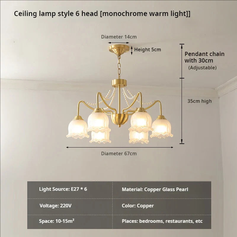 Afralia™ Luxury Copper Chandelier for Living Room Restaurant Home Décor in Modern Retro Style