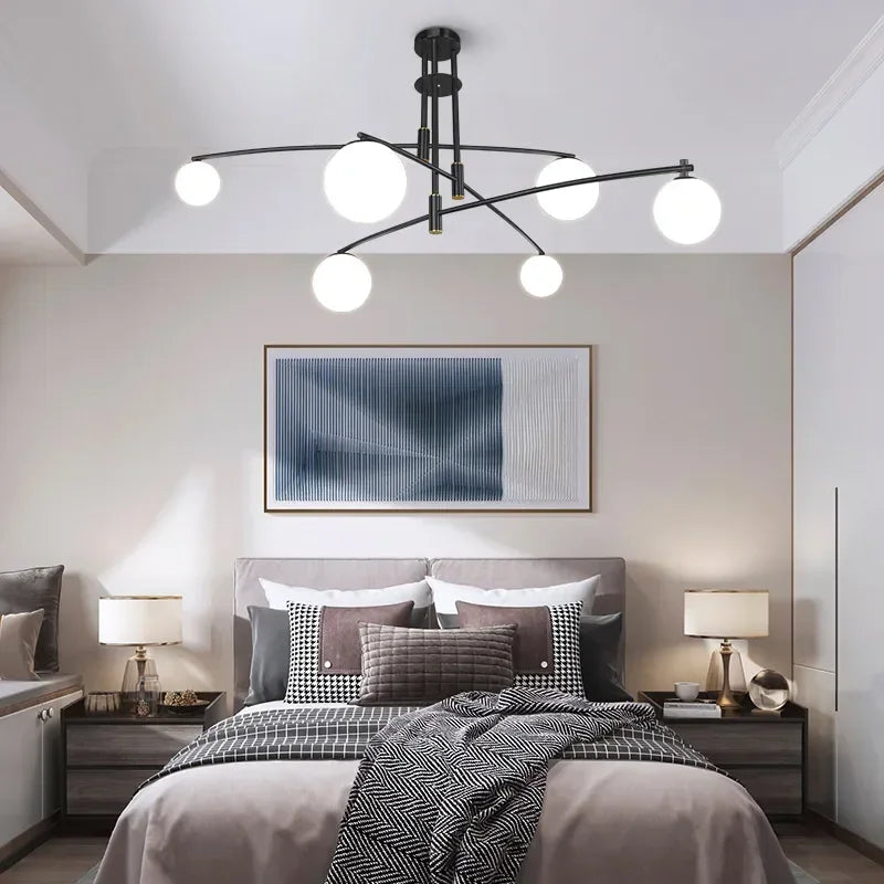 Afralia™ Modern Minimalist Chandelier: Iron Art Hanging Light Fixture for Living Room, Bedroom - G9LED