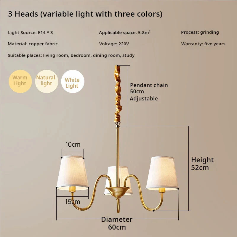Afralia™ Copper American Chandelier: Modern Luxury for Living Room, Bedroom, and Restaurant