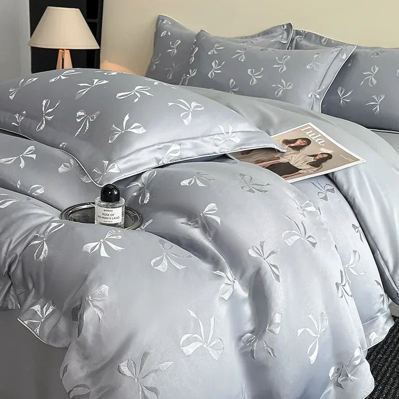 Afralia™ Faux Silk Jacquard Bedding Set: High-End Comforter Cover, Soft Bed Set