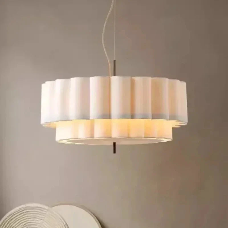 Afralia™ Scalloped Fabric Chandelier Retro Bohemia Pendant Lamp for Living Dining Bedroom
