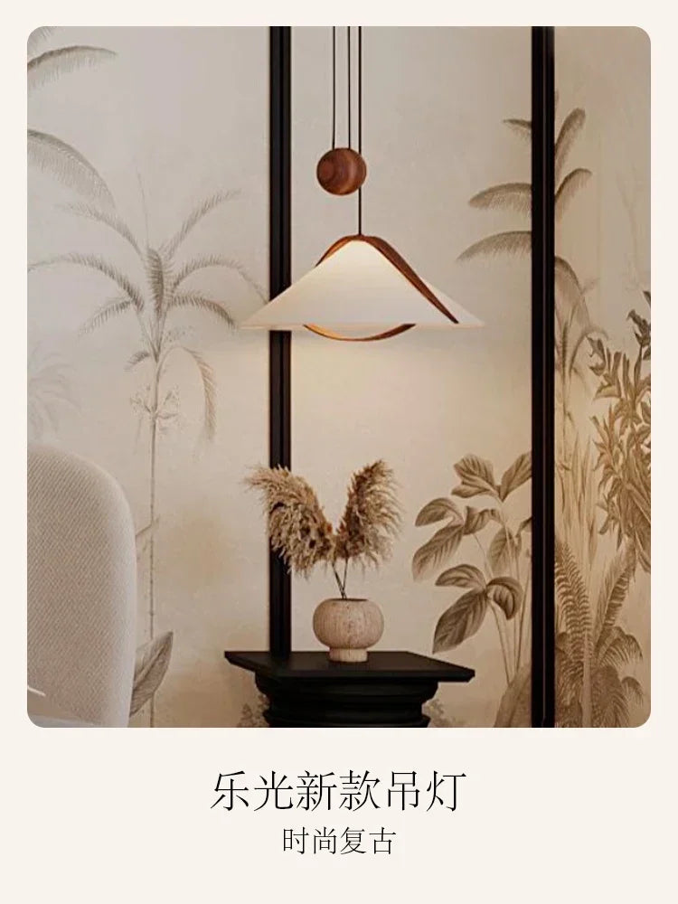 Afralia™ Wooden Fabric Bedside Pendant Light Minimalist Modern Style