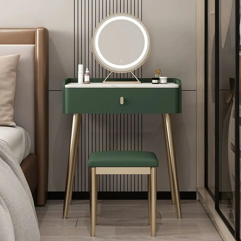 Afralia™ Modern Mirrored Dressing Table Luxury Organizer for Professional Women's Bedroom
