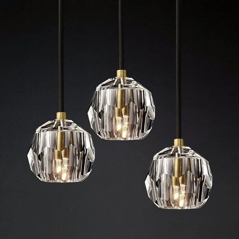 Afralia™ K9 Crystal Pendant Lights: Modern Nordic Gold Hanging Lamp for Living Room, Kitchen Home Decor.