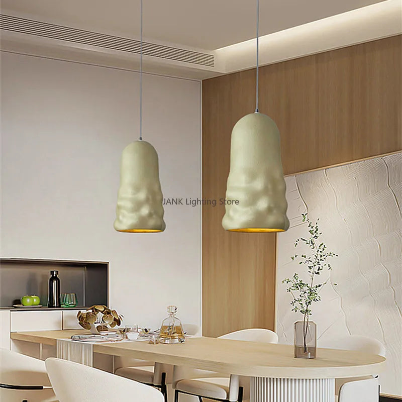 Afralia™ Creamy Wind Pendant Lamps for Dining Room, Bedroom, Cafe, Bar Table Home Decor