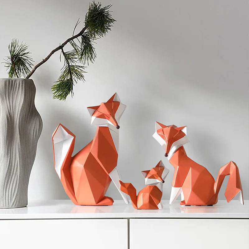 Afralia™ Fox Figurine Resin Art Sculpture for Modern Home Decor and Gifts