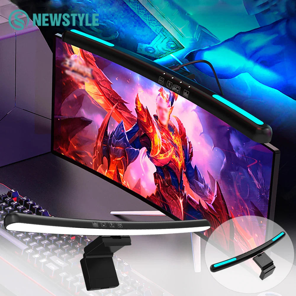 Afralia™ RGB Monitor Light Bar for Curved Screens | USB Powered Gaming & Reading Lights