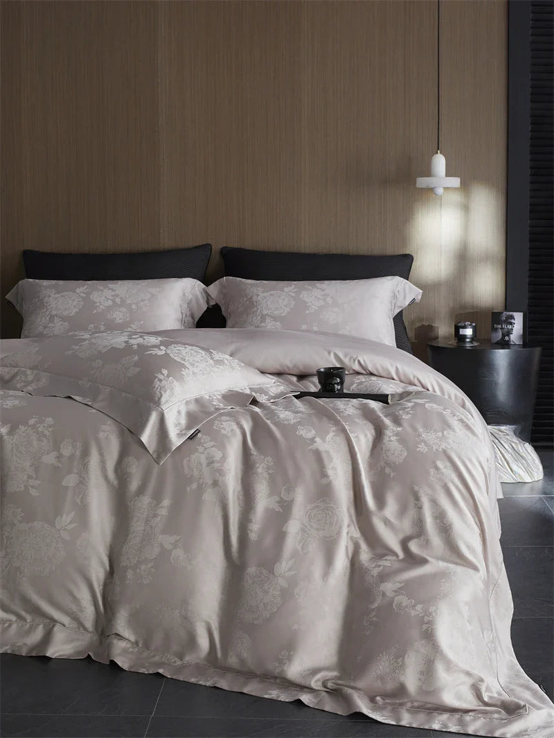 Afralia™ Vintage Jacquard Lyocell Cotton Luxury Bedding Set: Soft Silky 4Pcs