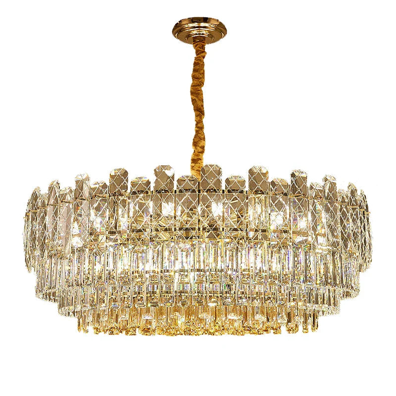 Afralia™ Gold Lustre Chandelier LED Crystal Light Fixture - Postmodern Luxury Hanging Lamp