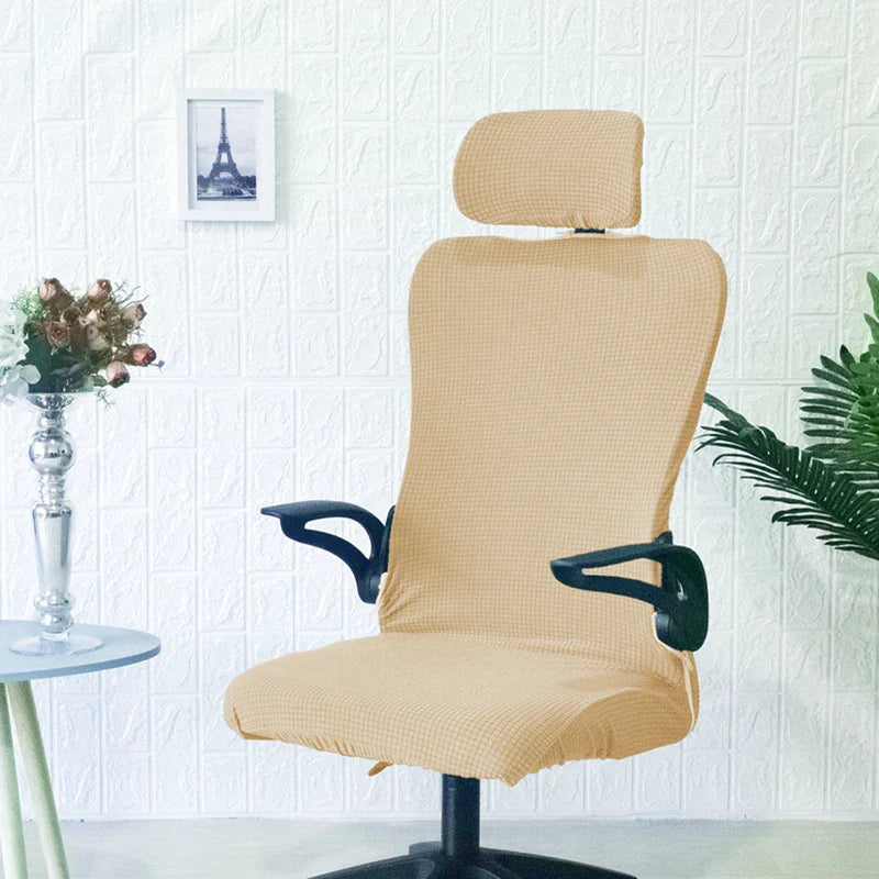 Afralia™ Waffle Grid Chair Cover | Solid Color Fleece Seat Case | Waterproof & Stretch_office Home Chair Protector