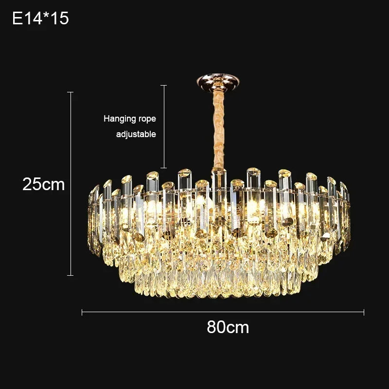 Afralia™ Gold Crystal Chandelier: Nordic Luxury Lighting for Living Room, Dining Room, Kitchen Island