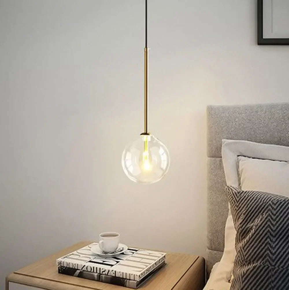 Afralia™ Clear Glass Chandelier Pendant Light Vintage Nordic Glass Ball Hanging Lamp