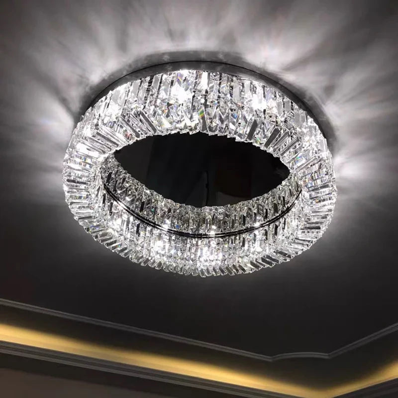 Afralia™ Crystal LED Ceiling Lamp for Chic Living, Bedroom, and Dining Room