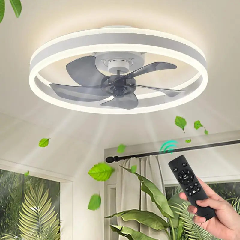 Afralia™ Smart Reversible Ceiling Fan with LED Lights, App Remote, Black/White Chandelier