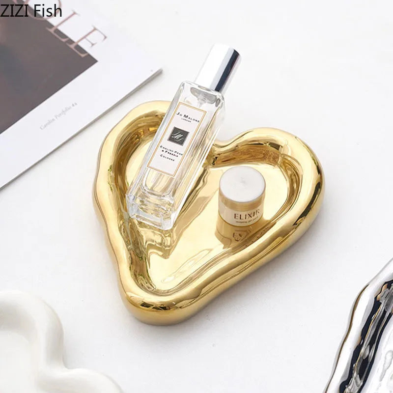 Afralia™ Heart-Shaped Jewelry Stand Tray: Earrings & Necklace Display Plate