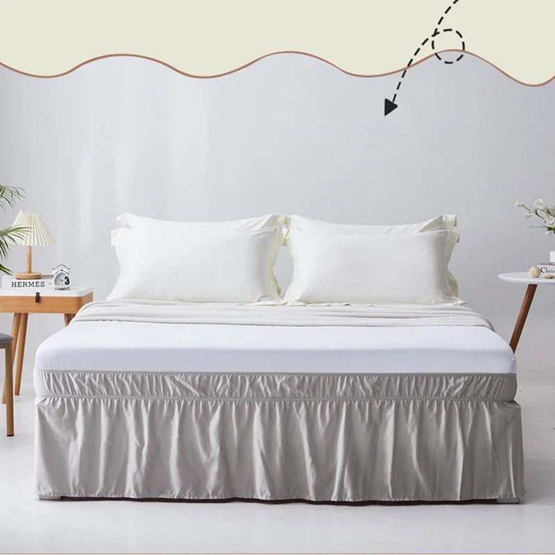Afralia™ Ruffled Bed Skirt - Queen King Full Size - Solid Color - Adjustable Elastic Band