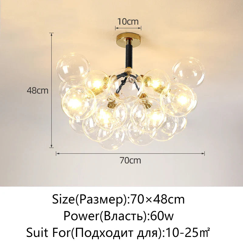 Nordic Glass Chandelier Ceiling Pendant Light by Afralia™. Luxe Home Decor Fixture for Living Room and Bedroom.