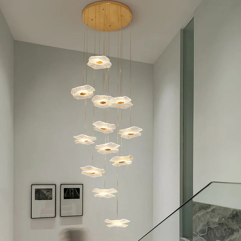 Afralia™ Lotus Leaf Chandelier: Modern Nordic Design for Living Room, Bedroom, Attic.