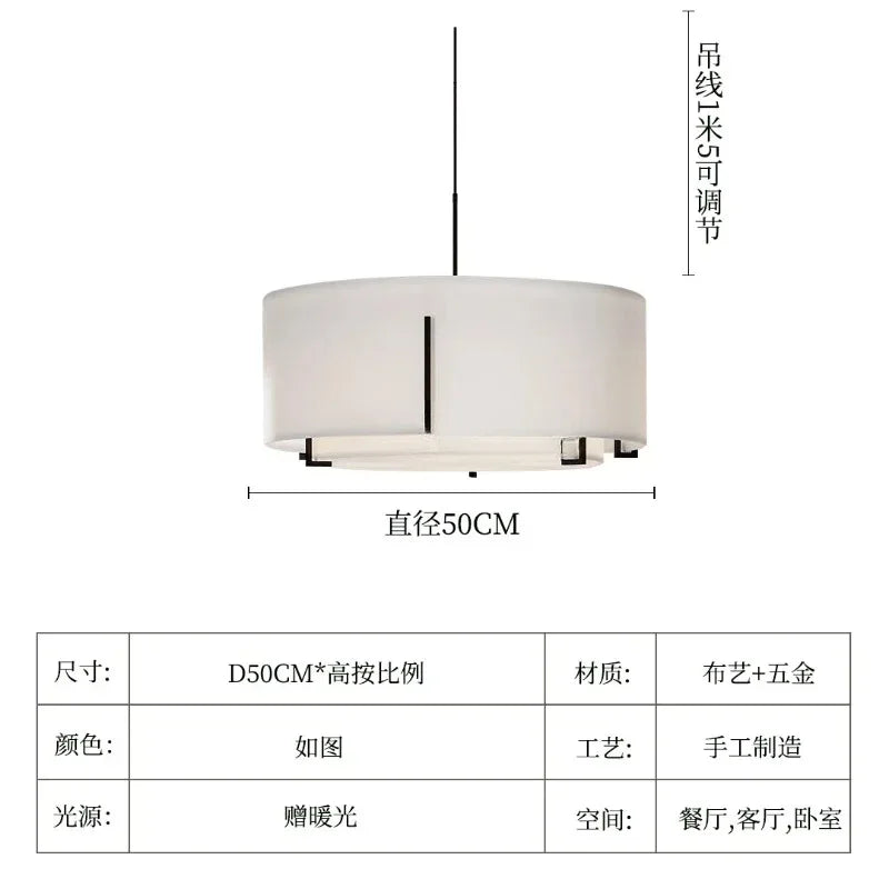 Afralia™ Simple Retro Fabric Cloth Chandelier for Living Room and Bedroom