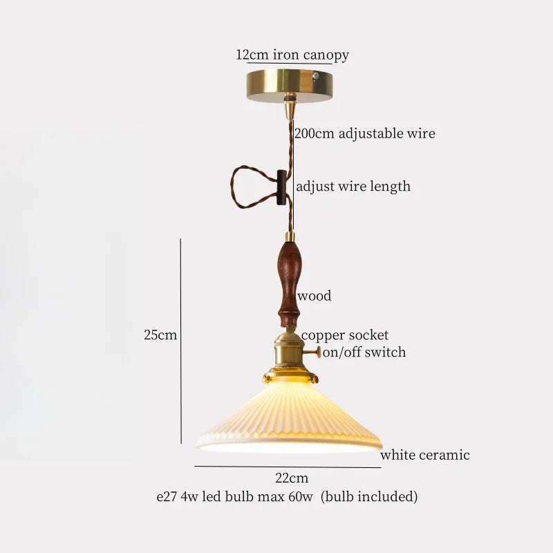 Afralia™ Ceramic LED Pendant Light: Vintage Japanese Style for Kitchen, Cafe, Living Room