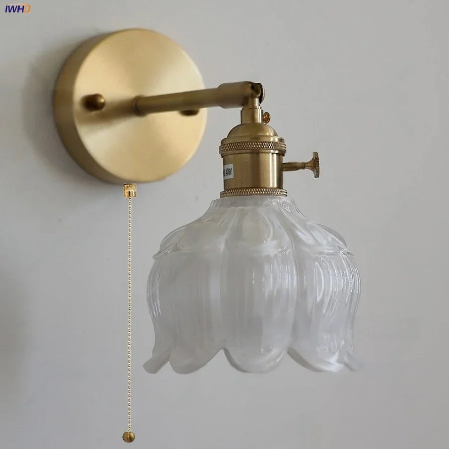 Afralia™ Flower Glass LED Wall Lights | Modern Bedroom Hotel Lamp