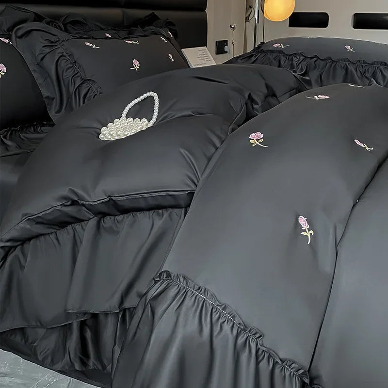 Afralia™ Lace Embroidered Cooling Comforter Cover Set - Silky Cozy Bedding Sets