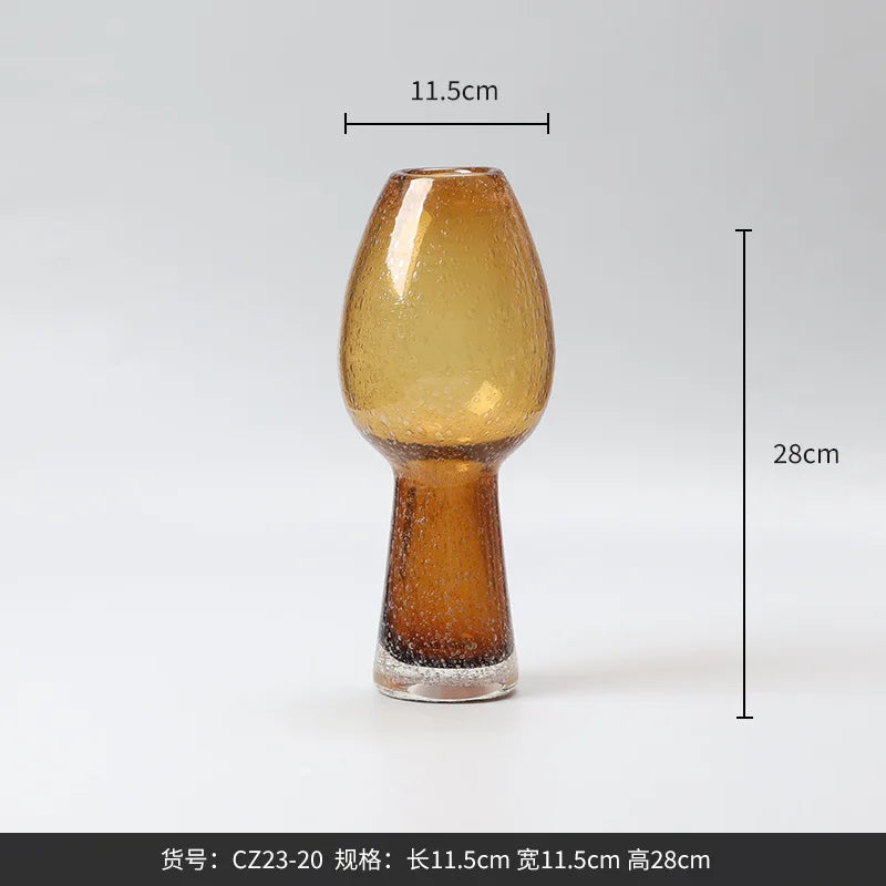 Afralia™ Geometric Mushroom Flower Vase Home Decor Sparkling Glass Bottle