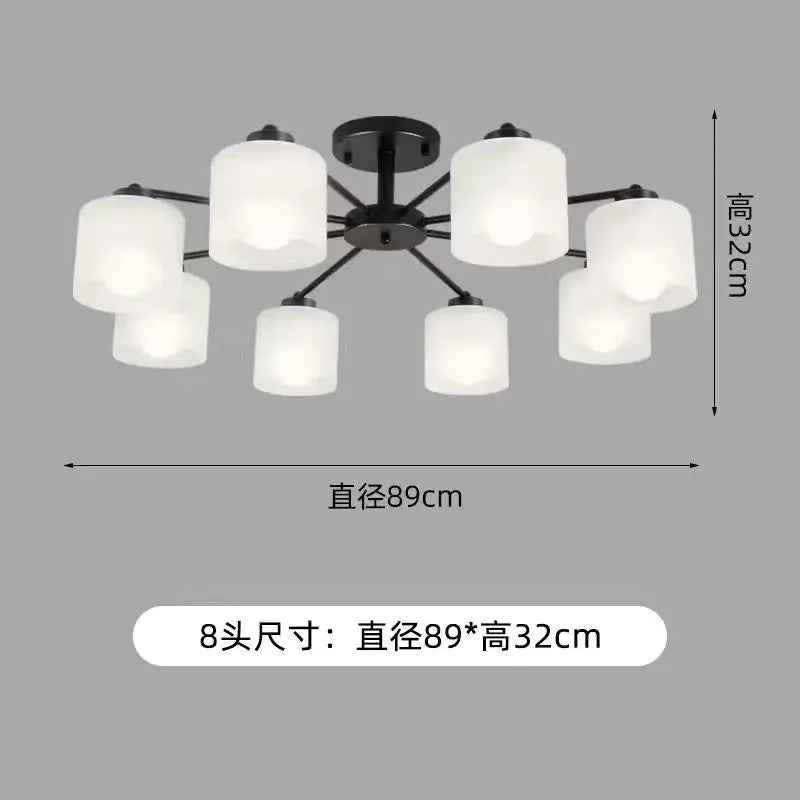 Afralia™ LED Black/Gold Ceiling Chandelier with Lampshade for Elegant Living Room Decor