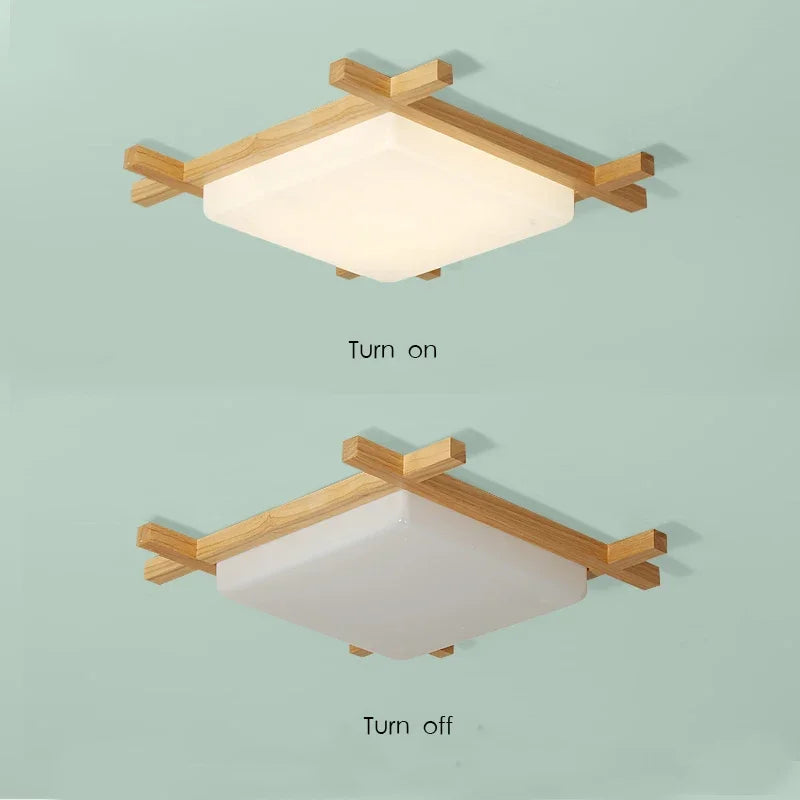 Afralia™ Wood Flush Mount Ceiling Light for Living Room Bedroom