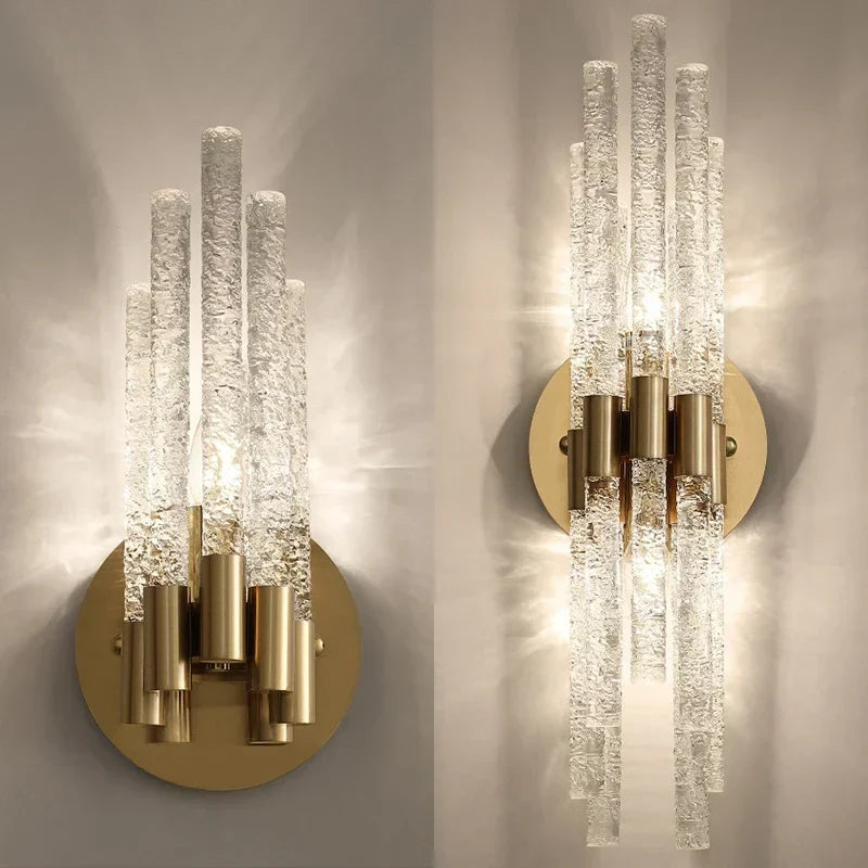 Afralia™ Water Ripple Crystal Copper Wall Lamp: Modern Minimalist LED Glass Indoor Lighting