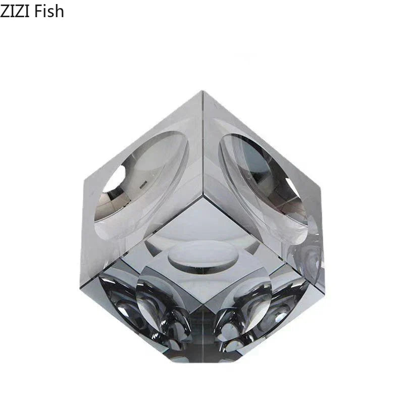 Afralia™ Crystal Cube Statue Desk Ornament - Creative Room Decor Sculpture