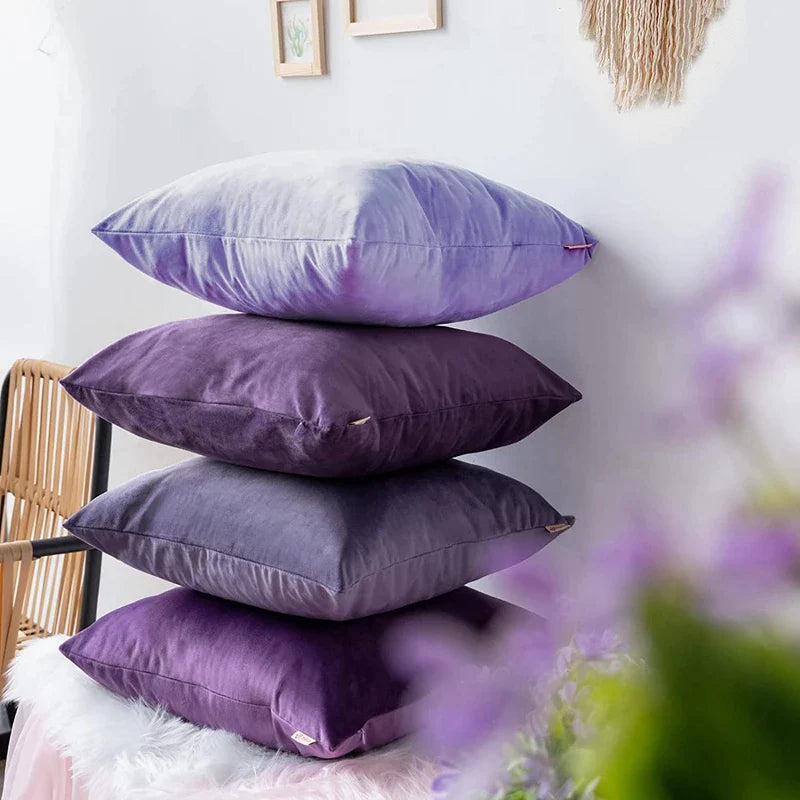 Afralia™ Purple Velvet Throw Pillow Covers Set of 2 - Soft Decorative Couch Pillows