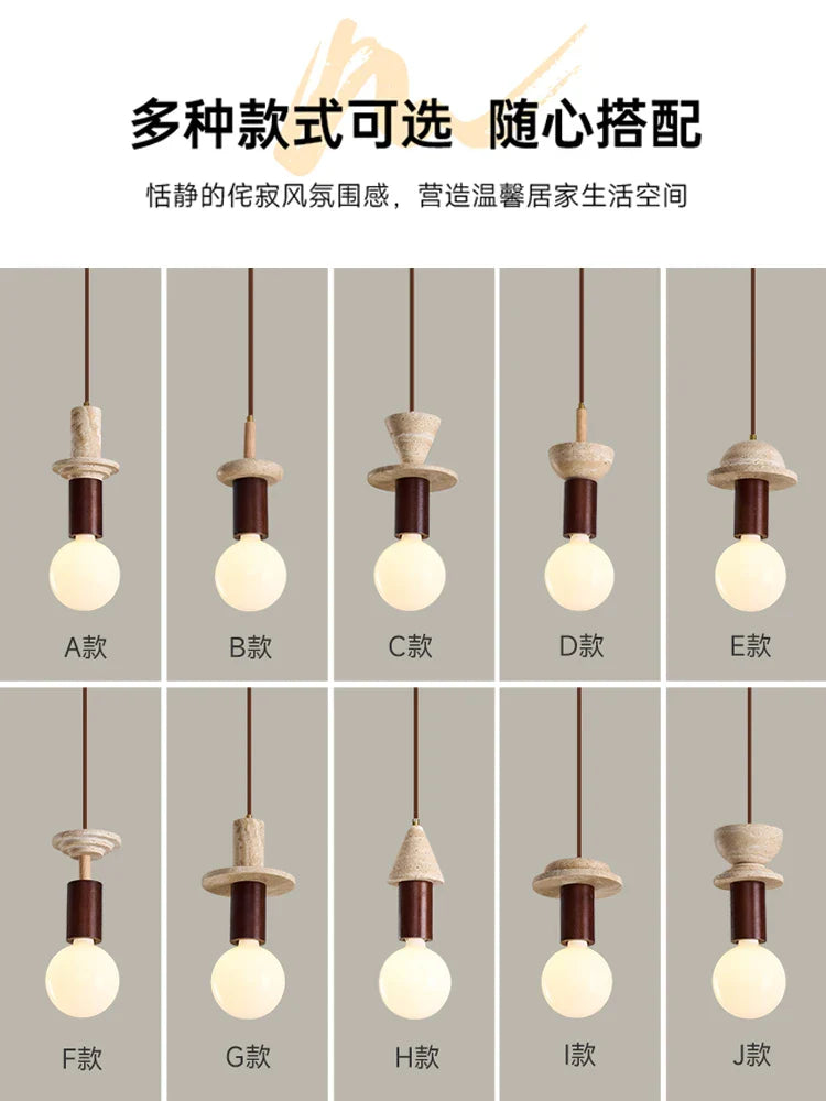 Afralia™ Yellow Wabi Sabi Wood Hanging Lamp Modern Designer Ceiling Pendant Light