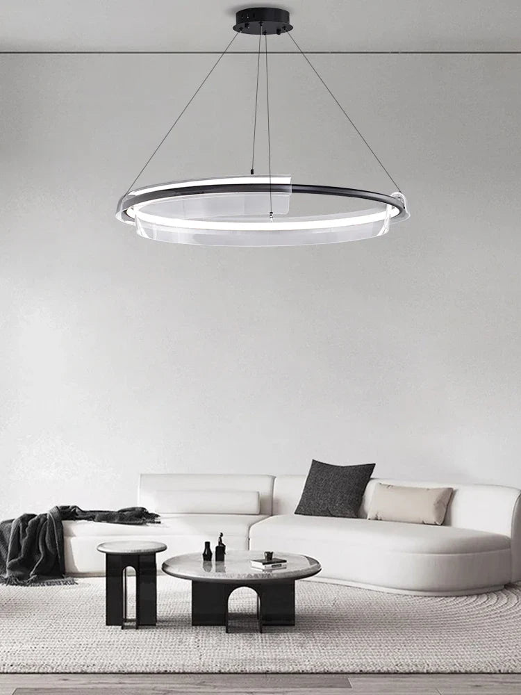 Afralia™ Nordic Minimalism Ring LED Chandelier Acrylic Circle Pendant Light Fixture